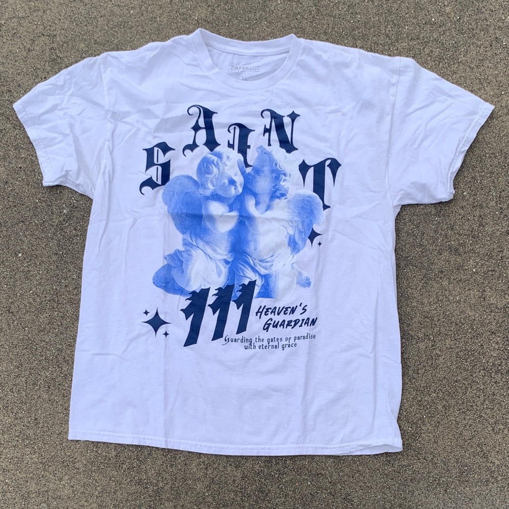White Graphic Angel Tee - Unbranded
